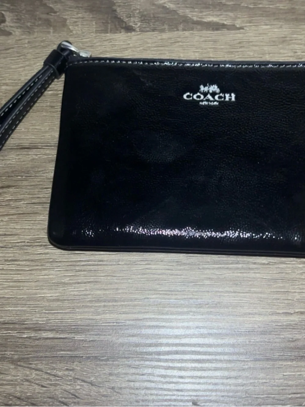 Black Wristlet Wallet with Silver Logo